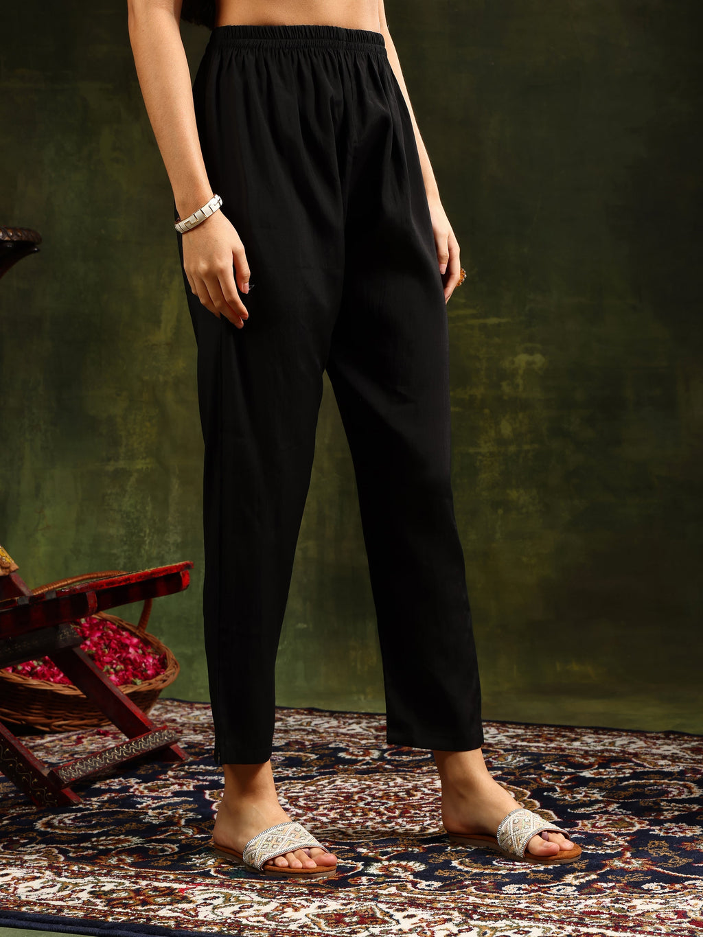 Hand Embroidered Kurta With Pant & Printed Dupatta, Black - Hiral Fashion