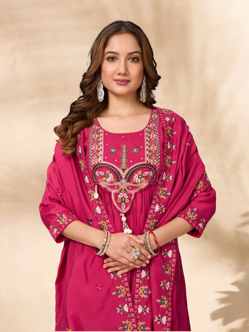 Lehenga Mart Designer Anarkali Suit With Kurta, Pant, Dupatta For Women-Pink - Distacart