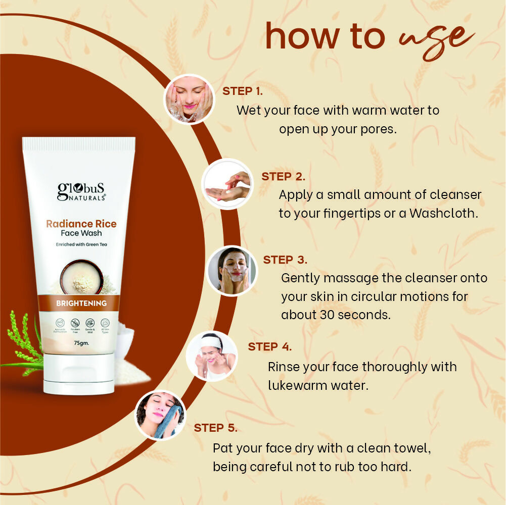 Globus Naturals Radiance Rice Face Wash - Distacart