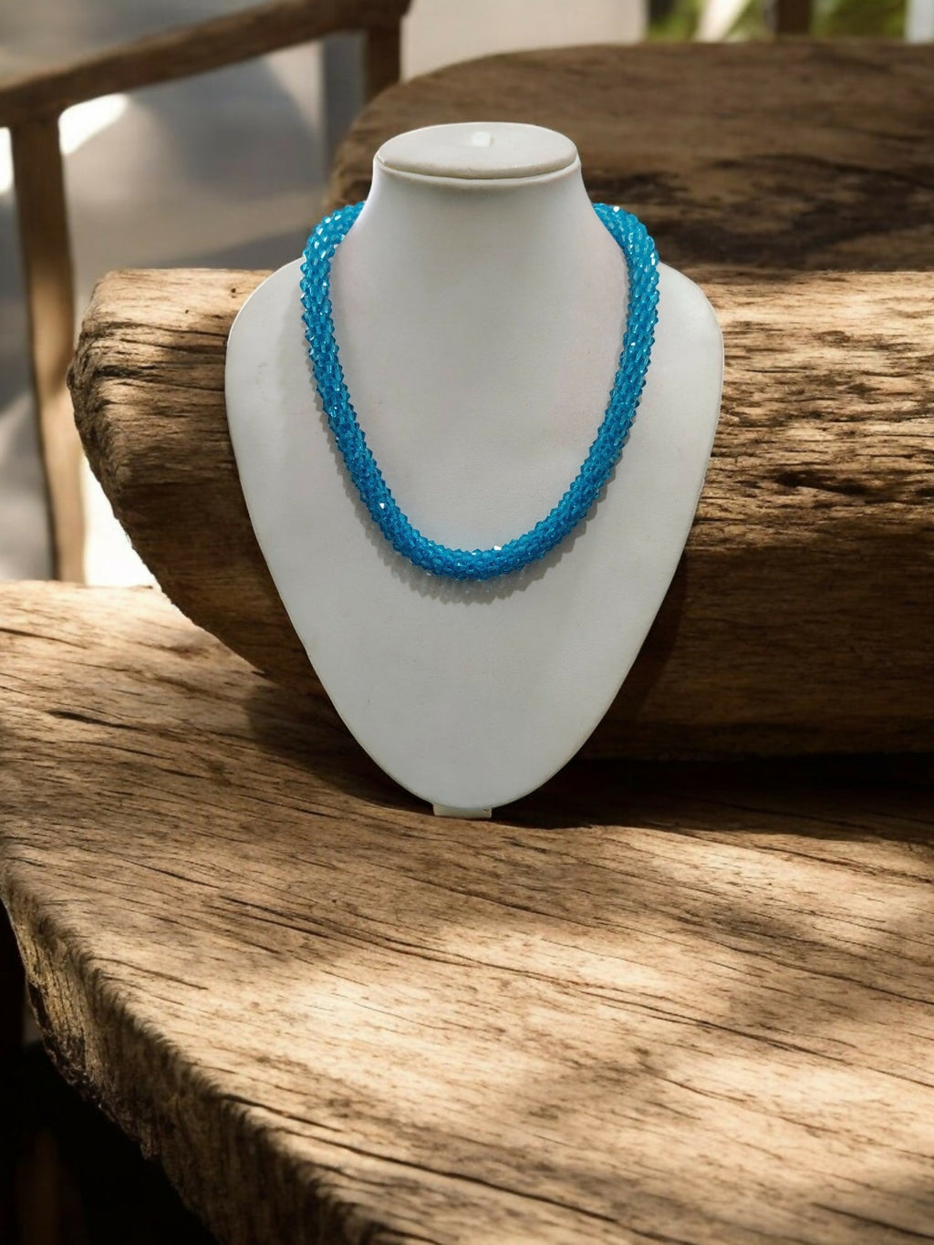 Inhanns Noor-E-Jalwa – Handmade Crystal Bead Necklace -Adjustable - Sky Blue Only Necklace