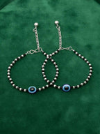 NVR Women Evil Eye Silver Plated Artificial Beads Anklet