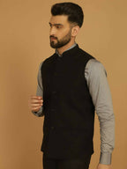 Even Apparels Pure Wool Nehru Jacket - Black
