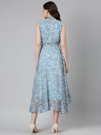 Souchii Grey Floral Chiffon Maxi Dress