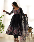 Joban Fashion Black Kurta Set Organza Sequin Embroidery Work - Distacart