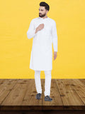 Even Apparels Men's Pure Cotton Self Design White Kurta