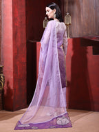 Hand & Pacement Floral Embroidered Kurta With Pant & Embroidered Dupatta, Purple - Hiral Fashion - Distacart