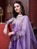 Hand & Pacement Floral Embroidered Kurta With Pant & Embroidered Dupatta, Purple - Hiral Fashion - Distacart
