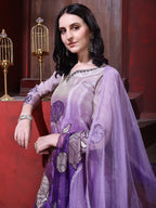 Hand & Pacement Floral Embroidered Kurta With Pant & Embroidered Dupatta, Purple - Hiral Fashion - Distacart