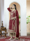 Teeya Creation Maroon Color Chinnon Silk Embroidery Work Fully Stitched Salwar Suit - Distacart