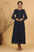 Juniper Women Navy Chiffon Printed Flared Dress - Distacart