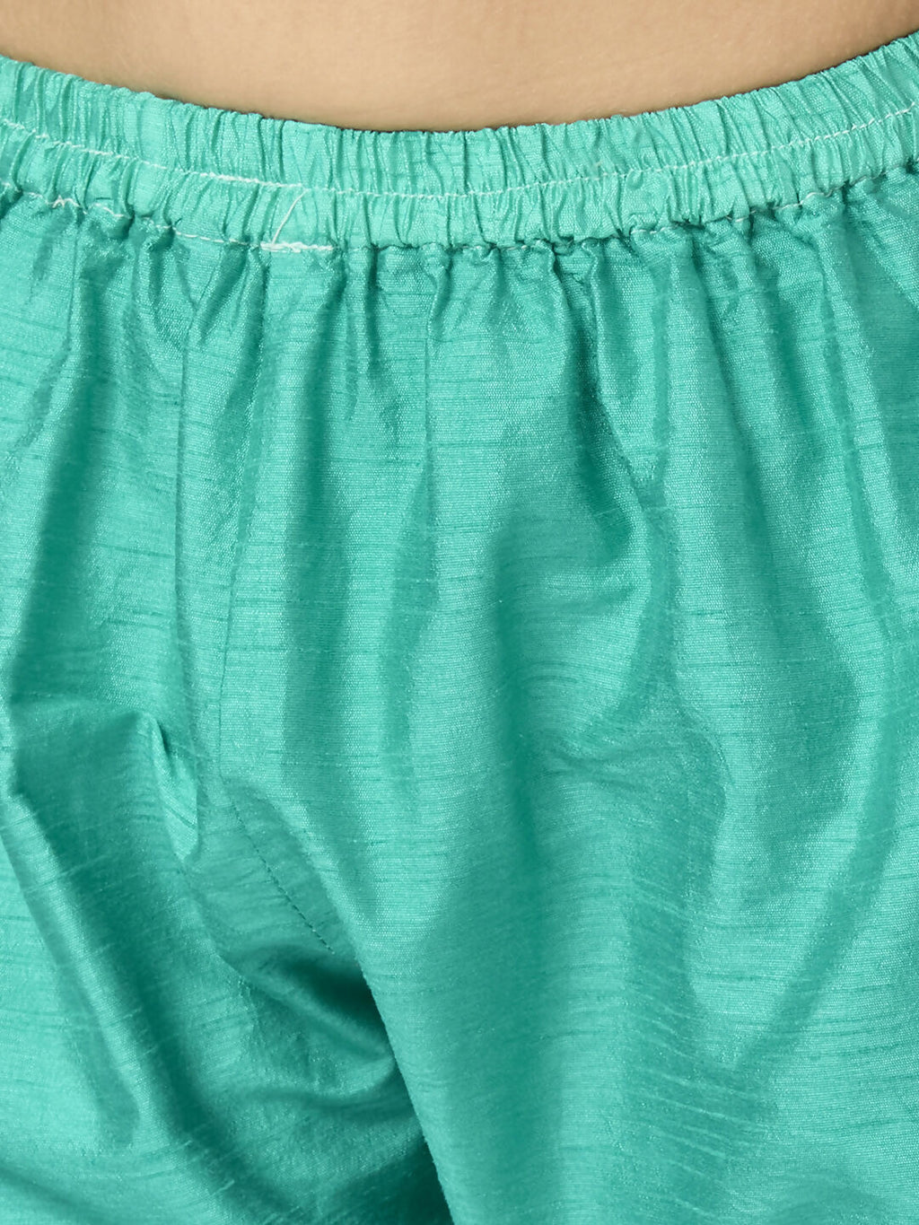 Joban Fashion Kids Island Full Sleeves Chanderi Kurta, Pyjama Set with Traditional Butta Work - Sea Green
