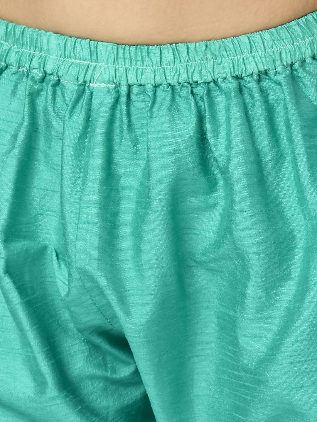Joban Fashion Kids Island Full Sleeves Chanderi Kurta, Pyjama Set with Traditional Butta Work - Sea Green
