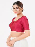 Joban Fashion South-Pink Taffeta Silk Elbow Sleeveless Front Open Blouse