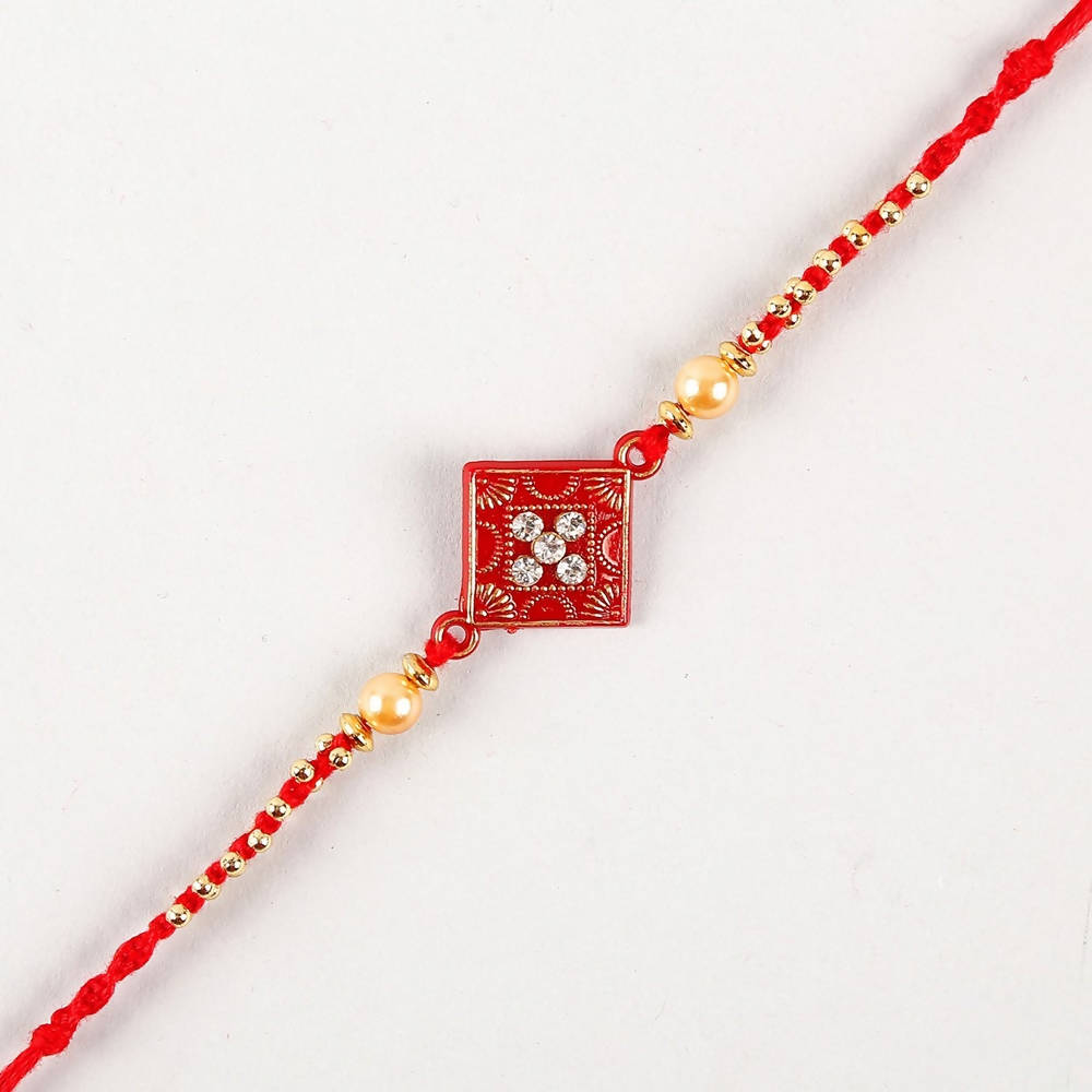 Sleek American Diamond Rakhi And Cashew Jar - Distacart