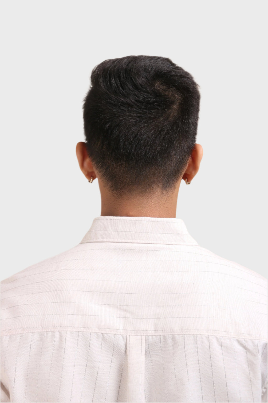 Xkind Off White Silver Stripes Regular Fit Shirt