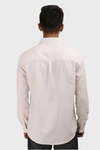 Xkind Off White Silver Stripes Regular Fit Shirt
