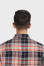 Xkind Orange Flannel Checks Regular Fit Shirt