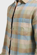 Xkind Light Green Corduroy Checks Regular Fit Shirt