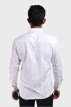Xkind Men's White Dobby Self Stripe Slim Fit Shirt