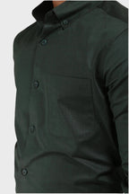 Jonesburg Bottle Green Satin Slub Slim Fit Shirt