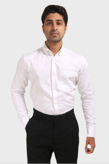 Jonesburg White Satin Slub Slim Fit Shirt