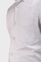 Jonesburg Light Grey Satin Slub Slim Fit Shirt