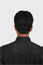 Jonesburg Black Satin Slub Slim Fit Shirt