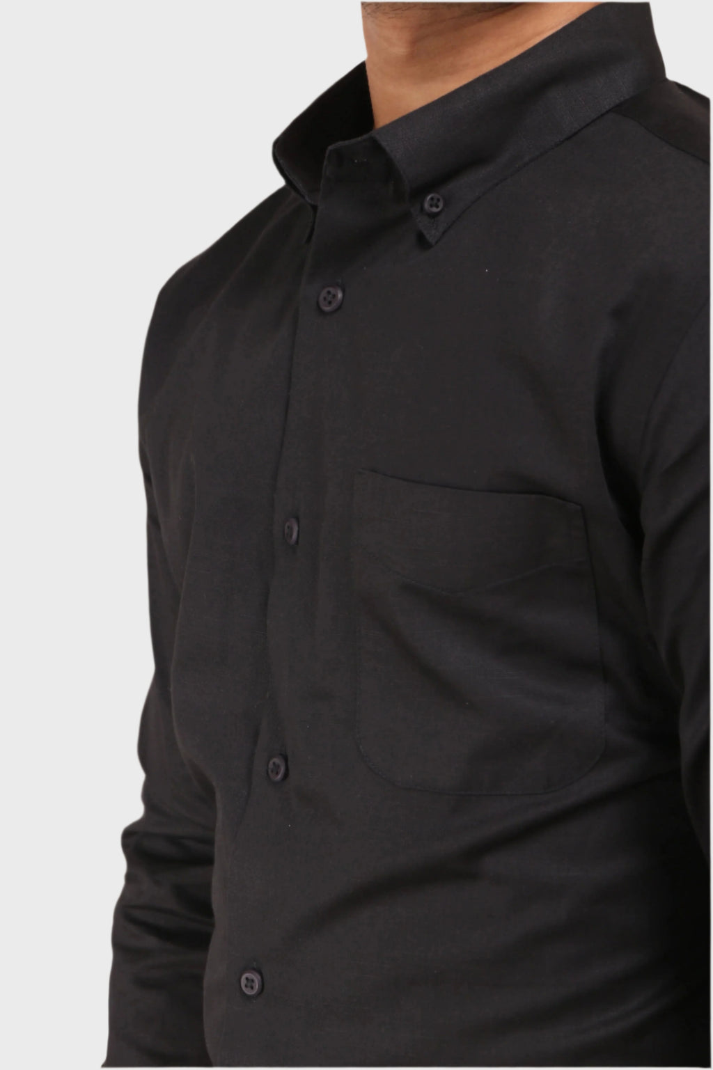 Jonesburg Black Satin Slub Slim Fit Shirt