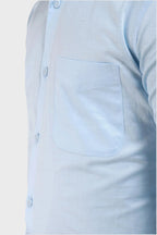 Jonesburg Sky Blue Satin Slub Slim Fit Shirt