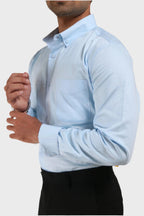 Jonesburg Sky Blue Satin Slub Slim Fit Shirt