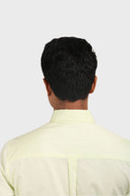 Jonesburg Lemon Yellow Satin Slub Slim Fit Shirt