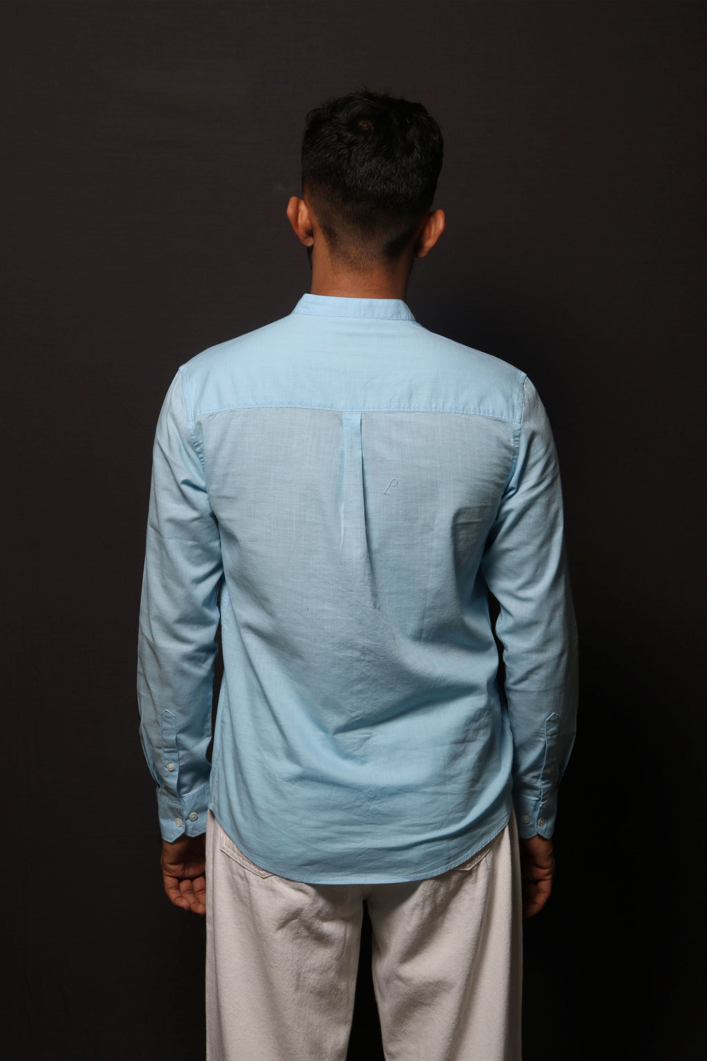 Jonesburg Sky Blue Slub Slim Fit Shirt