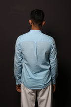 Jonesburg Sky Blue Slub Slim Fit Shirt