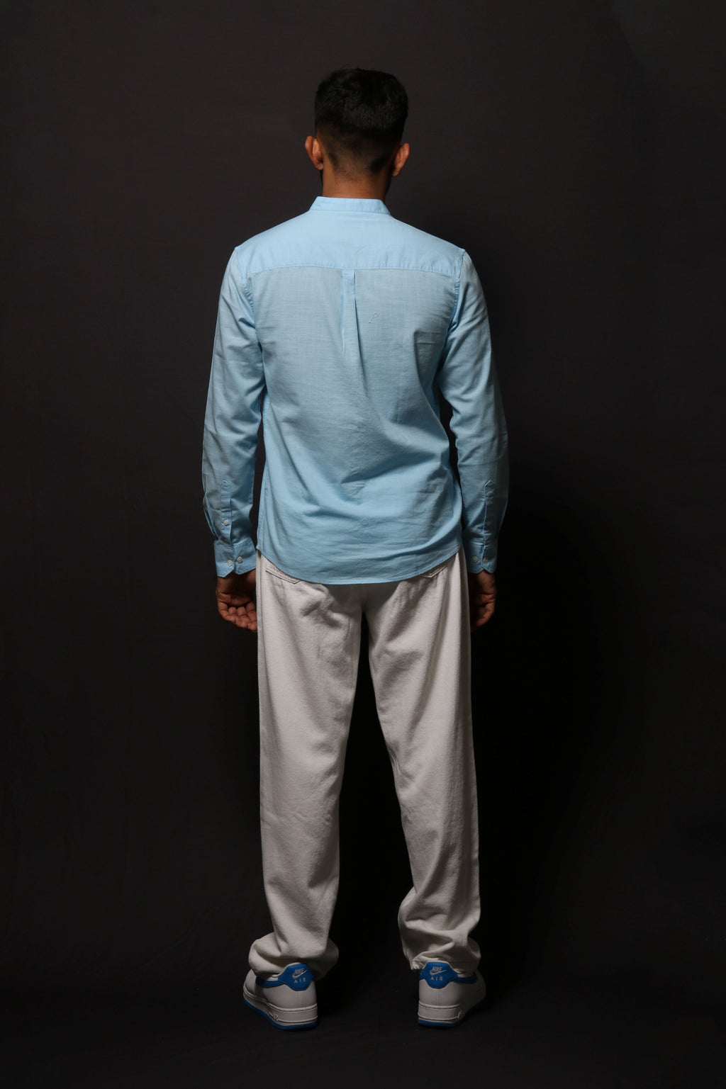 Jonesburg Sky Blue Slub Slim Fit Shirt