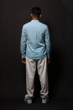 Jonesburg Sky Blue Slub Slim Fit Shirt