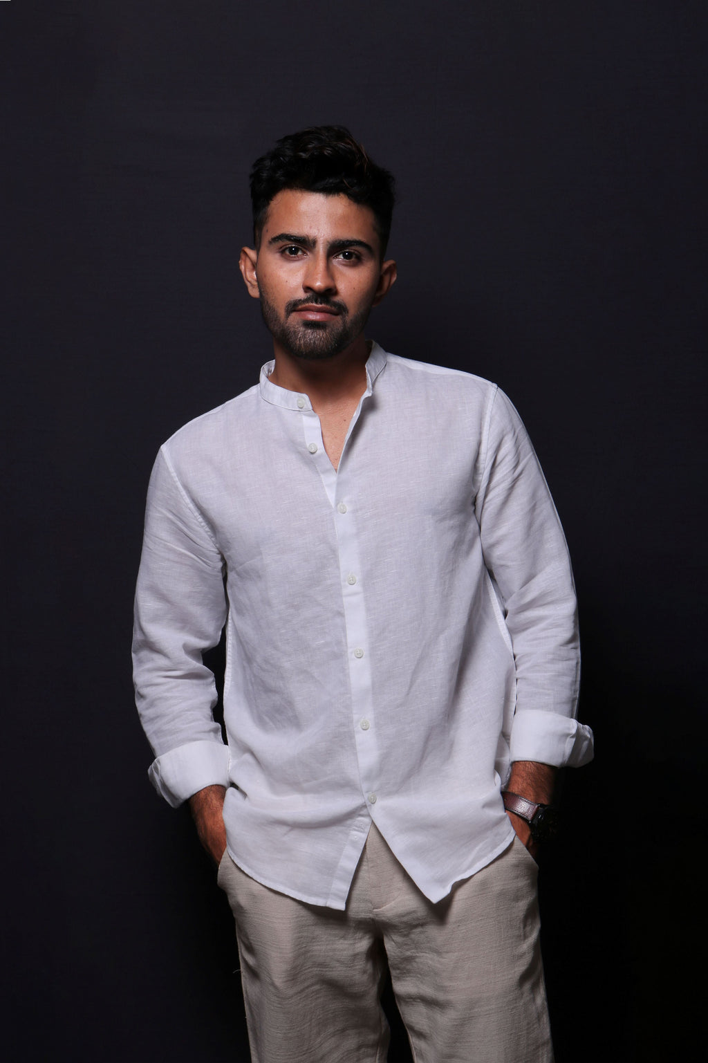 Jonesburg White Linen Regular Fit Shirt