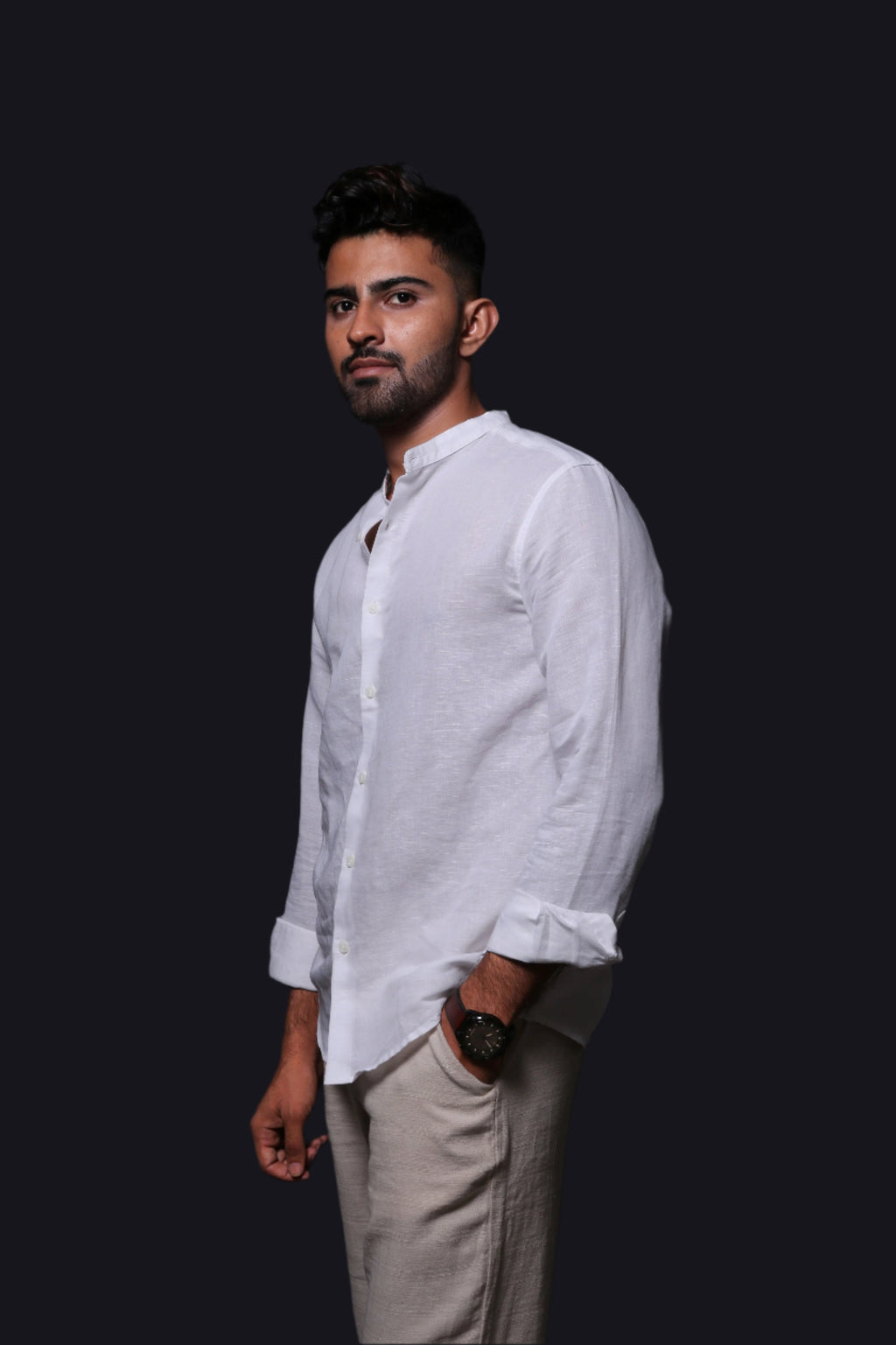 Jonesburg White Linen Regular Fit Shirt
