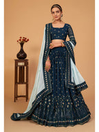 Myra Morepeach Georgette Embroidered Designer Lehenga