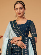 Myra Morepeach Georgette Embroidered Designer Lehenga