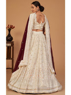 Myra Off White Georgette Embroidered Designer Lehenga