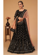 Myra Black Georgette Embroidered Designer Lehenga