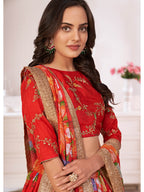 Myra Red Tomato Digital Printed Georgette Lehanga