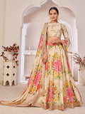 Myra Cream Digital Printed Georgette Lehanga