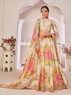 Myra Cream Digital Printed Georgette Lehanga