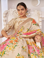 Myra Cream Digital Printed Georgette Lehanga