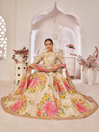 Myra Cream Digital Printed Georgette Lehanga