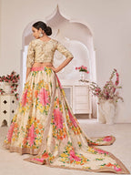 Myra Cream Digital Printed Georgette Lehanga