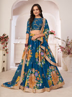 Myra Rama-Blue Digital Printed Georgette Lehanga