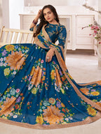 Myra Rama-Blue Digital Printed Georgette Lehanga