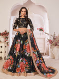 Myra Black Digital Printed Georgette Lehanga